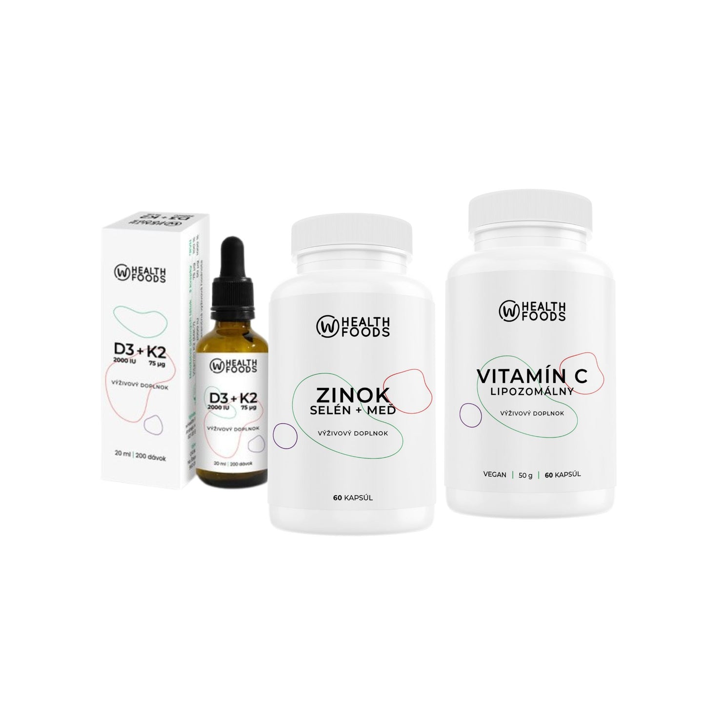 wHealth Imunita - Vitamín D3K2, Zinok, Vitamín C
