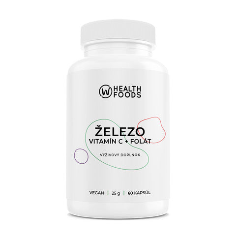 Železo 15 mg + Vitamín C a Folát (B9)