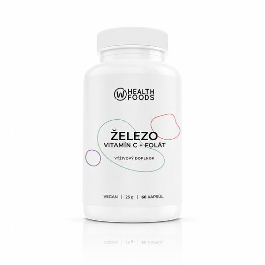 Železo 15 mg + Vitamín C a Folát (B9)