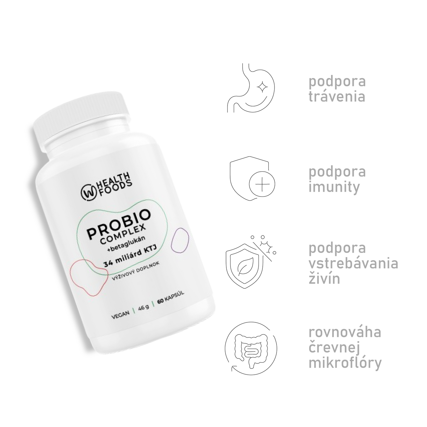 wHealth Imunita - Vitamín D3K2, Zinok, Vitamín C, Probio Complex