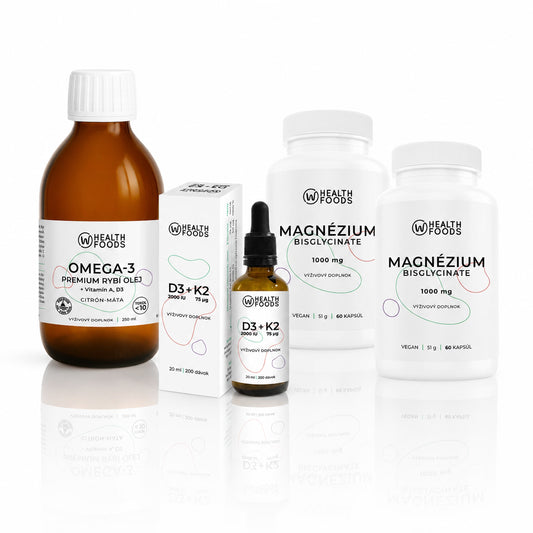 wHealth Essentials - Omega-3 MK, Vitamín D3K2, 2x Magnézium