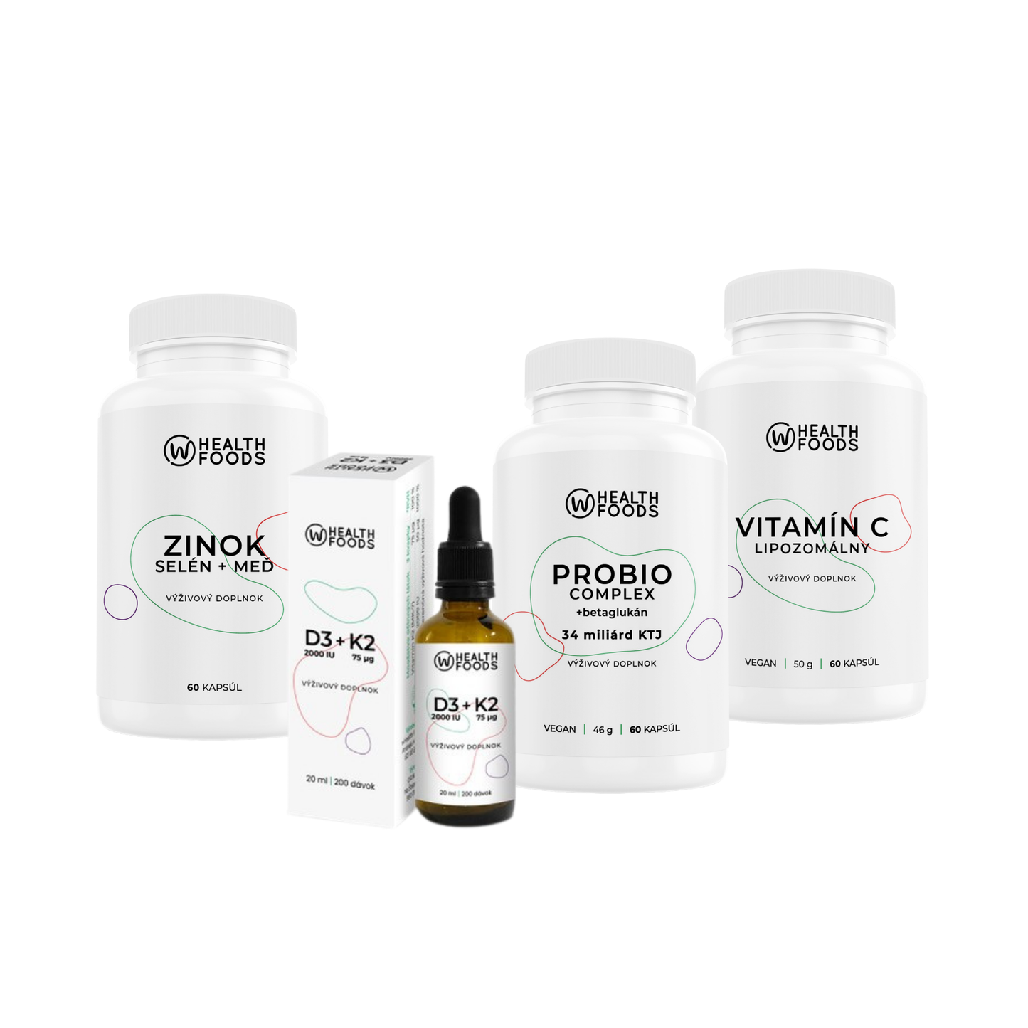 wHealth Imunita - Vitamín D3K2, Zinok, Vitamín C, Probio Complex