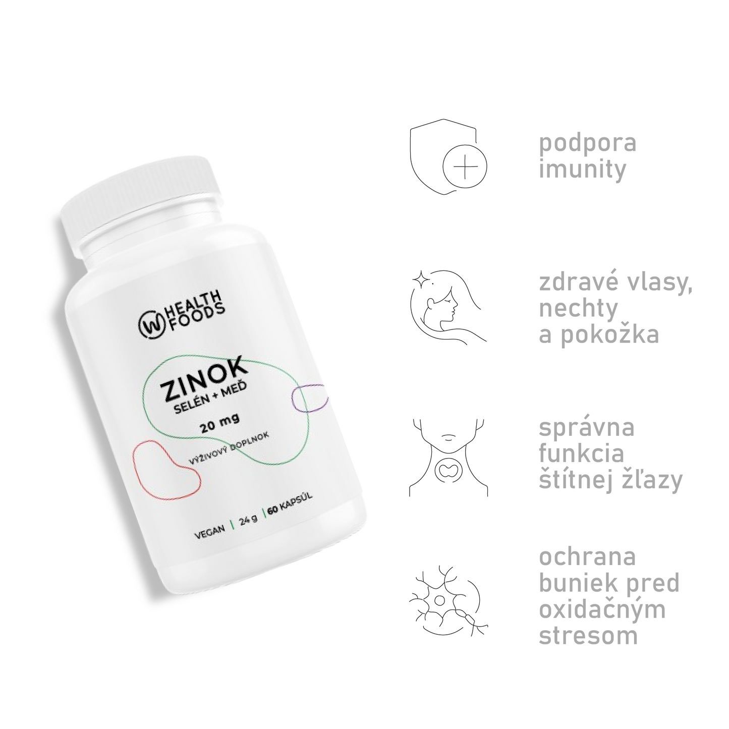 Zinok 20 mg (Bisglycinát zinočnatý) + Selén & Meď
